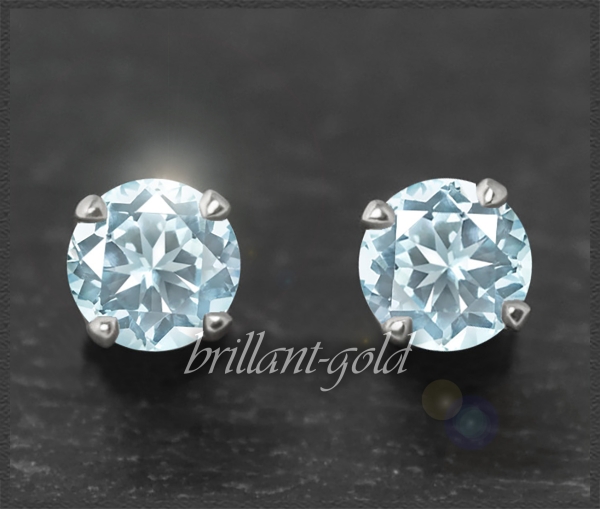 Ohrstecker 585 Gold Aquamarin hellblau 4,5,6,7mm